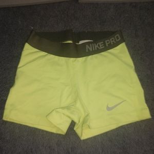 XS mellow yellow Nike pro spandex shorts